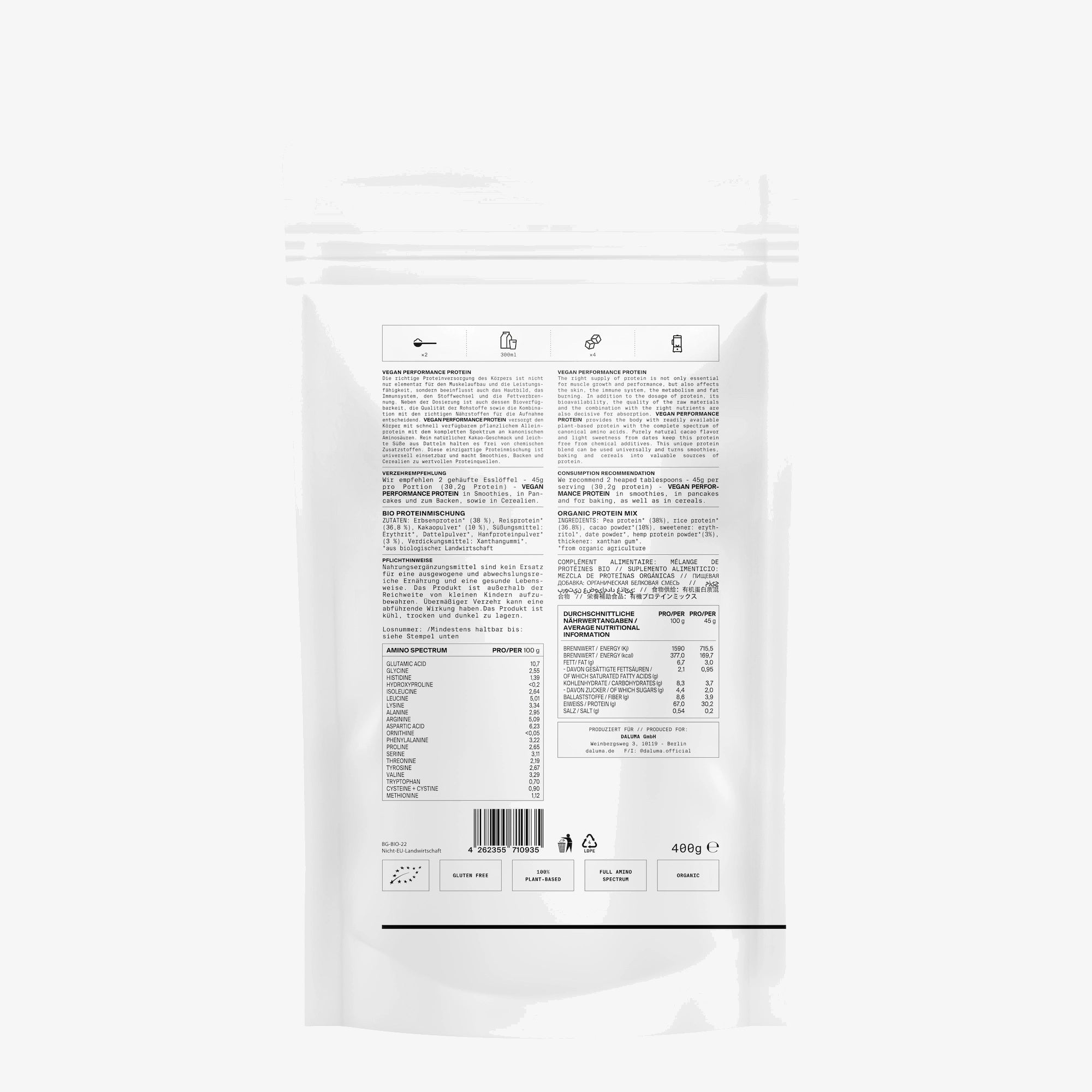 Veganes Performance Protein · Roher Kakao 400 g - Image 2