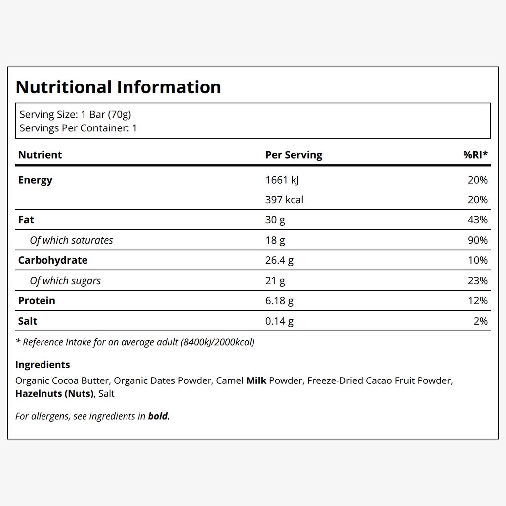 37% White, Camel Milk and Cacao Fruit Bar - Image 2